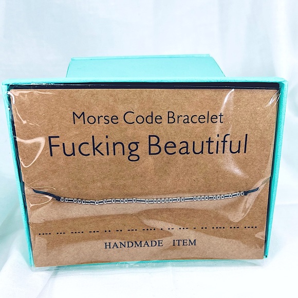 F$Cking Beautiful Morse Code Minimalist Funny Humor Spirit Gift Bracelet in Box - Picture 1 of 6